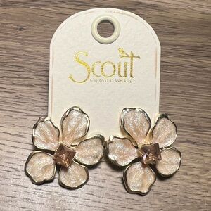 Sparkle & Shine Lg Enamel Flower Earring - Silk/Gold
